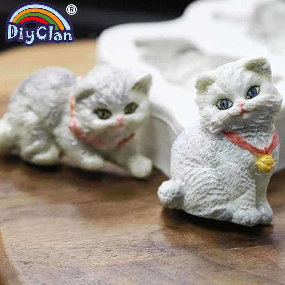С рисунком милого котенка из силиконы штамповый DIY кошка Форма шоколадные