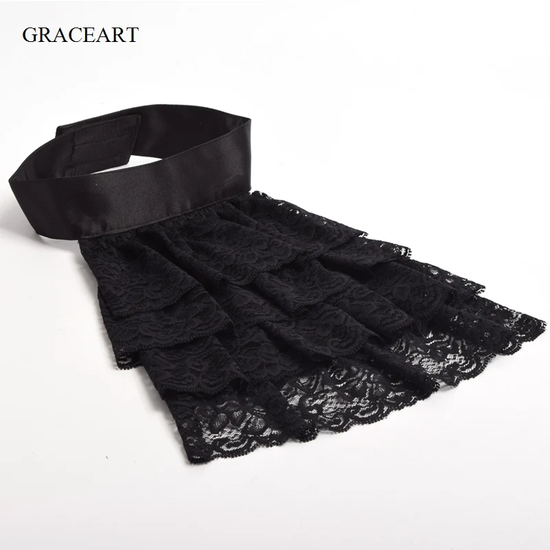 Винтажный Мужской французский стиль съемный воротник из рюша Викторианский кружевной гофрированный жабо пират косплей аксессуар белый черный