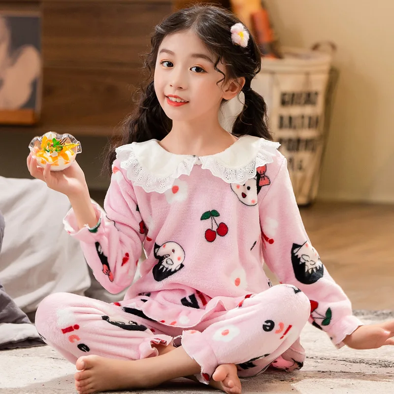 

Детская одежда, одежда для сна Chibi Maruko-chan, Детская домашняя одежда, повседневные топы + штаны, пижамы, комплекты из 2 предметов, фланелевые пиж...