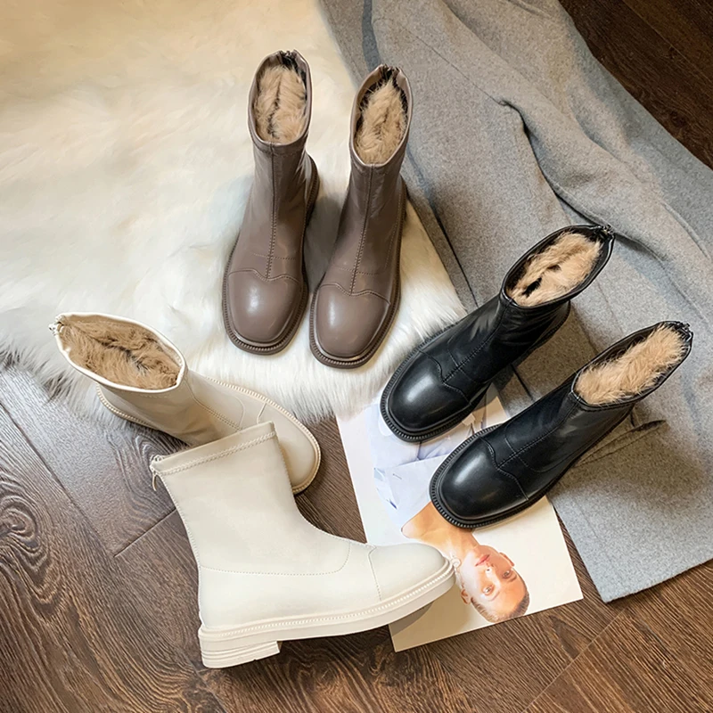 

Женские ботинки, женская низкая обувь, ботинки челси, женская зимняя обувь с круглым носком, до середины икры, осень 2021, до середины икры, одн...