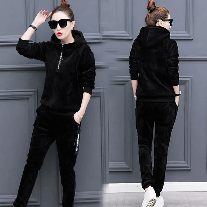 Женский спортивный костюм спортивная зимняя Золотая Бархатная флисовая