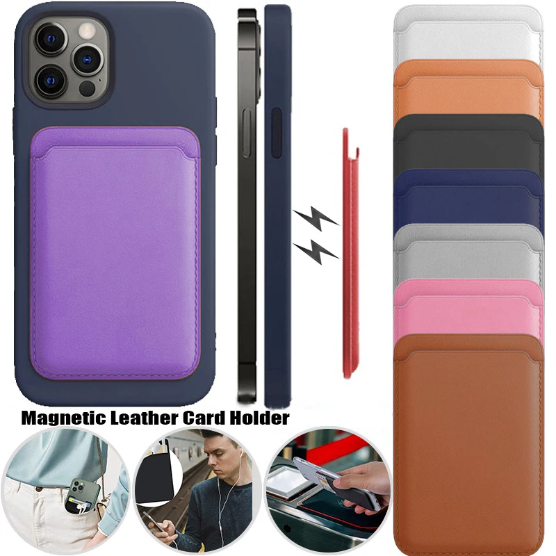 Magnetic Magsafe Leather Wallet Pouch ID Credit Card Holder Bag For iPhone 12 Pro Max Mini Macsafe Case Magnet Cover Accessory | Мобильные