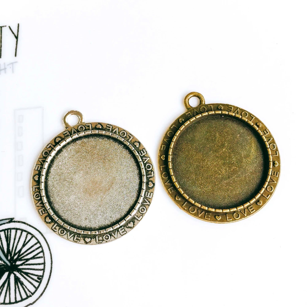

5pcs/lot 25mm Necklace Pendant Setting Antique Bronze Silver Glass Cabochon Blank Base Supplies for Jewelry Finding T228