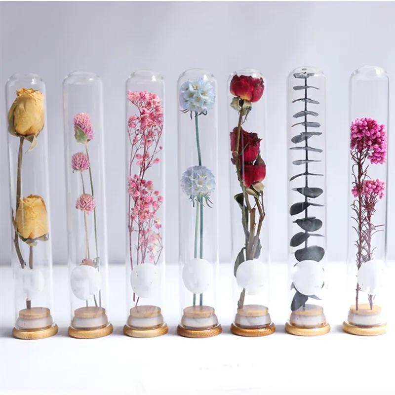 

Direct Selling 3pcs Transparent Test Tube Glass Vase With Dried Flowers Wishing Bottle Drift Home Room Decoration Desktop Living