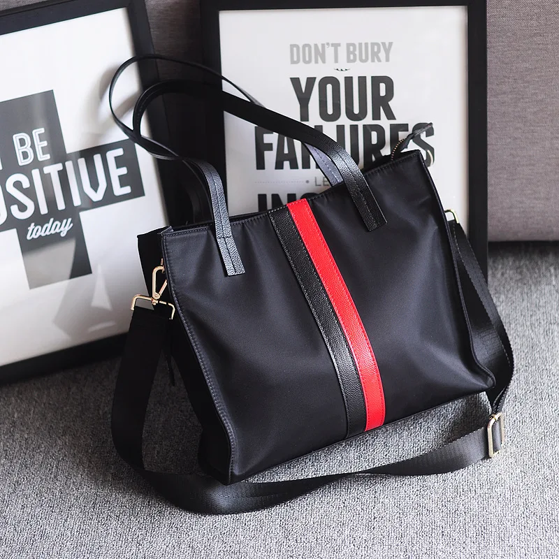 

Korean And Japan Version Cowhide With Oxford Cloth Leisure Tote Bag Fashion Simple Women's Office Travel Single Shoulder Bag