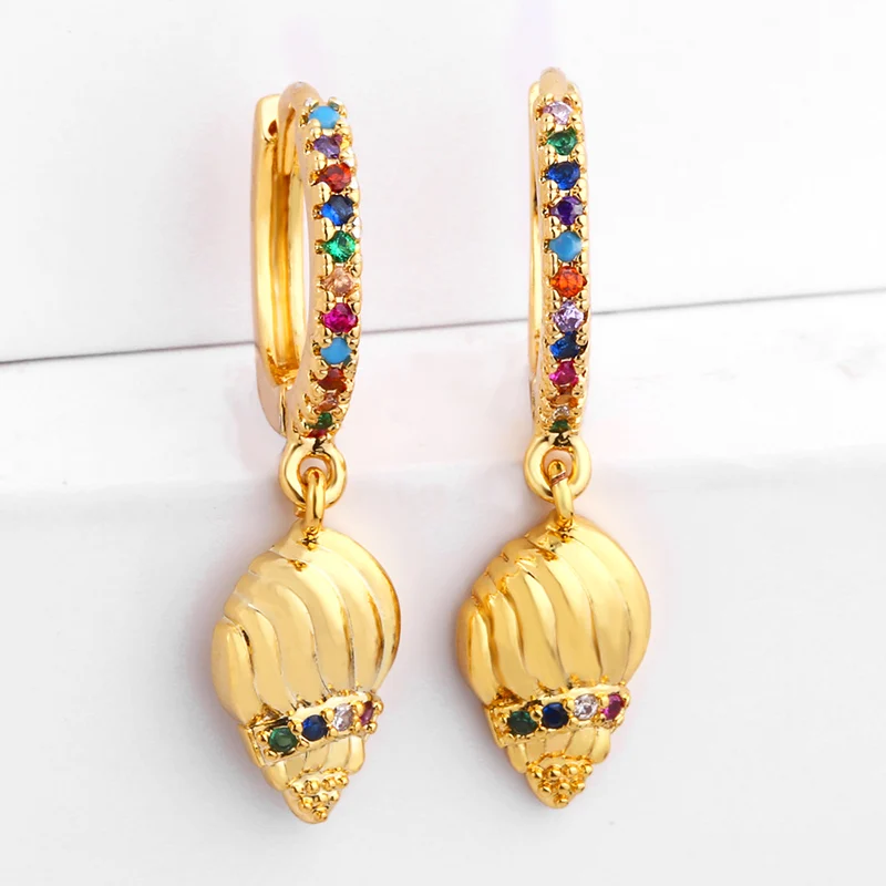 Летний стиль Радужное покрытие женские сережки с подвесками Красочные циркония