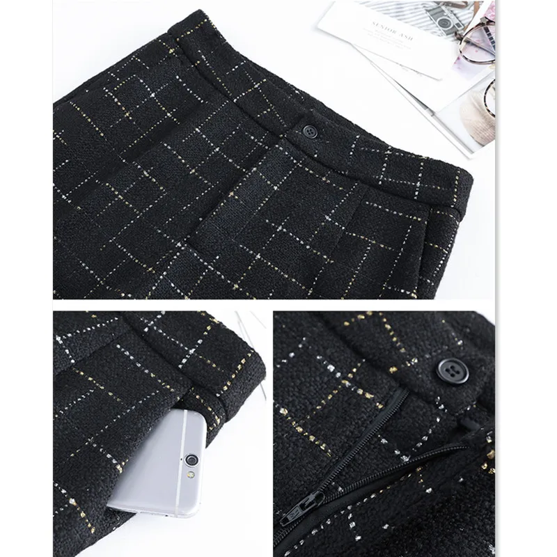 Женский костюм с клетчатыми брюками зимний модный женский твидовый пиджак