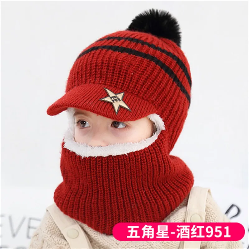 Шапка-шарф Детская осенне-зимняя теплая шерстяная плюшевая с защитой ушей для