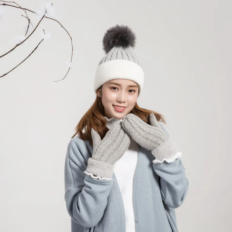 1 шт. шерстяные перчатки из чистого мохера с оборками очень толстые теплые