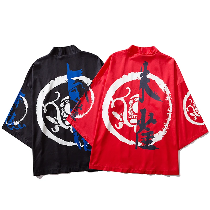 Пальто-кимоно мужское свободного покроя тонкий кардиган в японском стиле