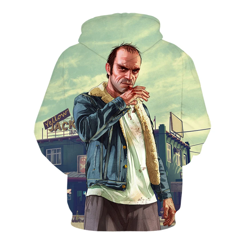 Grand Theft Auto 3D GTA 5 Необычные толстовки с капюшоном и длинными рукавами в уличном стиле, куртка с капюшоном, пальто высокого качества, унисекс, GTA5 игровая Толстовка