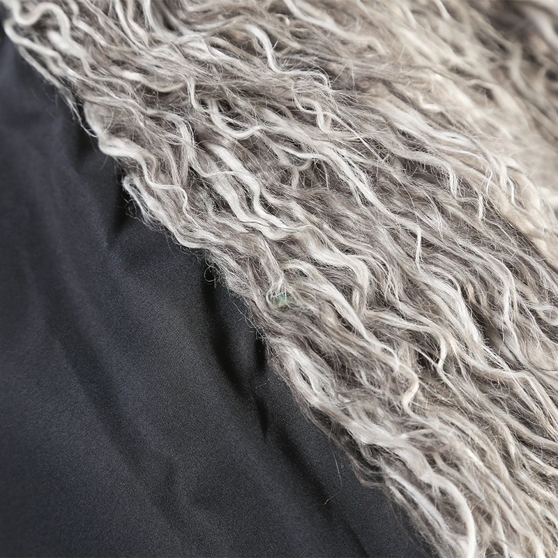 

Nerazzurri Winter fluffy warm shaggy hairy faux fur jacket women long sleeve drop shoulder Mongolia sheep fur coats for women