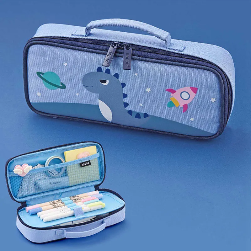 

1x Large Capacity Pencil Bag Simple Creative Boys And Girls Stationery Korean Cartoon Pencil Case Canvas Japanese Stationery Box