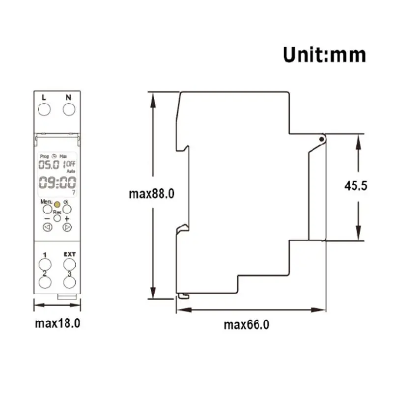 

TM610 220V/110V Timer Switch 18mm Single Module DIN Rail LCD Digital 7 Days 24 Hours Programmable Output Power 16A