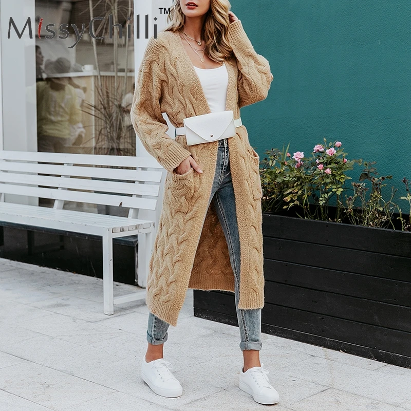 MissyChilli длинный рукав женский свитер кардиган вязаный для улицы элегантный