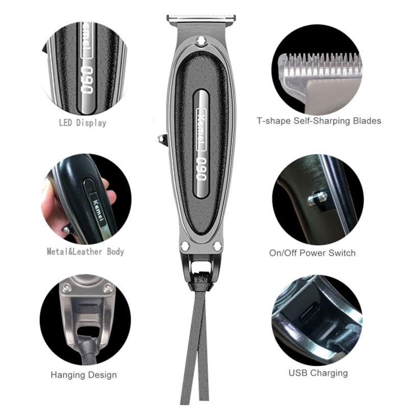 

Kemei Professional Pro Cordless Rechargeable LCD Hair Clipper 5W Powerful T-Blade Beard Trimmer Low Noise