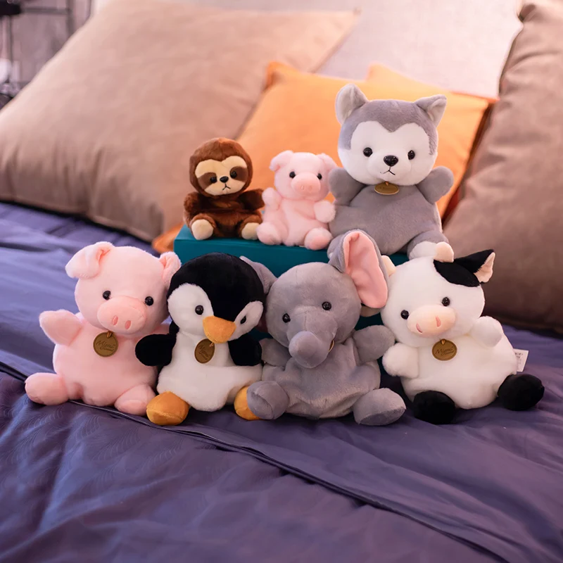 

1pc 13/25cm Kawaii Mini Size Penguin Pig Husky Elephant Sloth Plush Toys Lovely Dolls Peluche Toys for Children Girls Xmas