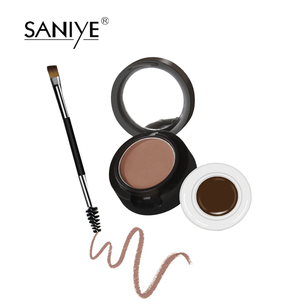 SANIYE 2 в 1 водонепроницаемый BrowGel пудра для бровей Гель крем с кисточкой карандаш