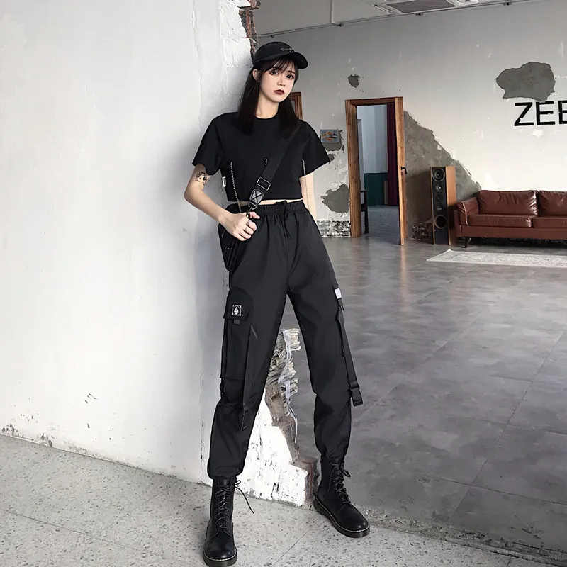 Женские свободные брюки карго уличные мешковатые с высокой талией
