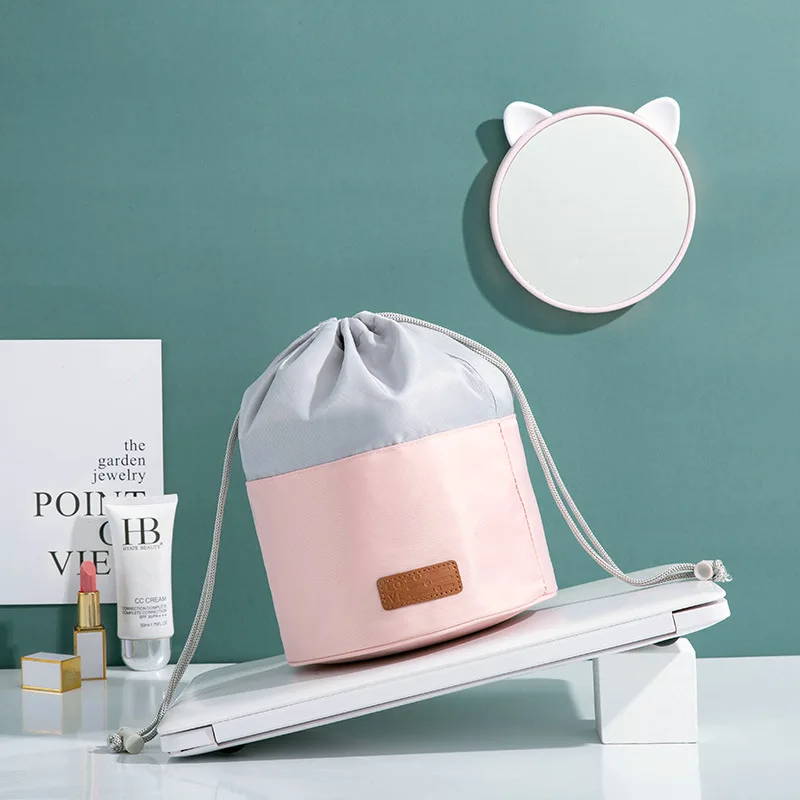 

Multifunctional Cylindrical Makeup Bag Large-capacity Portable Storage Bag Drawstring Travel Household Cosmetic Bag Wholesale