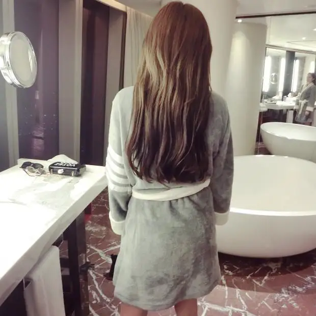 Халат-кимоно мужской/женский фланелевый длинная плотная теплая ночная рубашка с