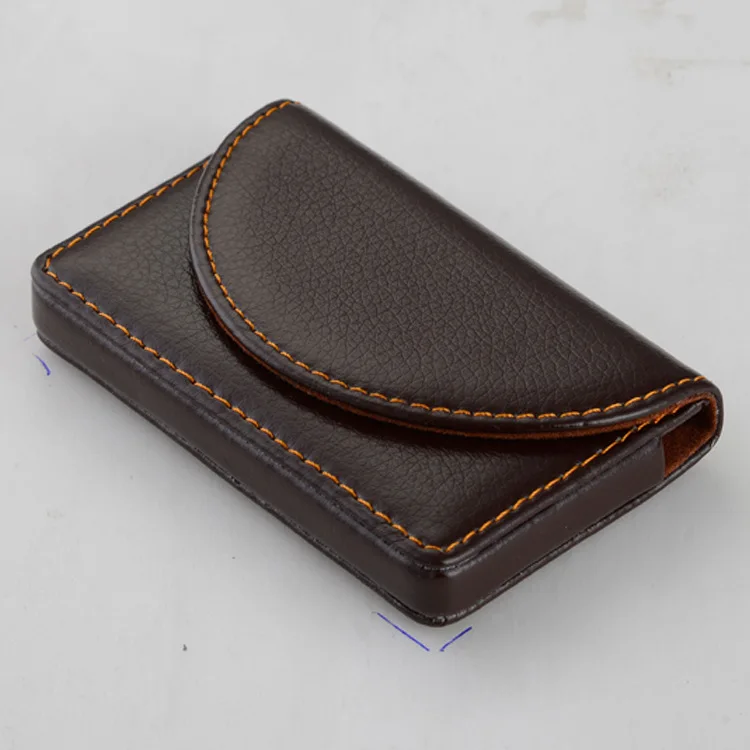 

PU leather card case semicircle business card case magnetic lychee pattern business card case business card holder