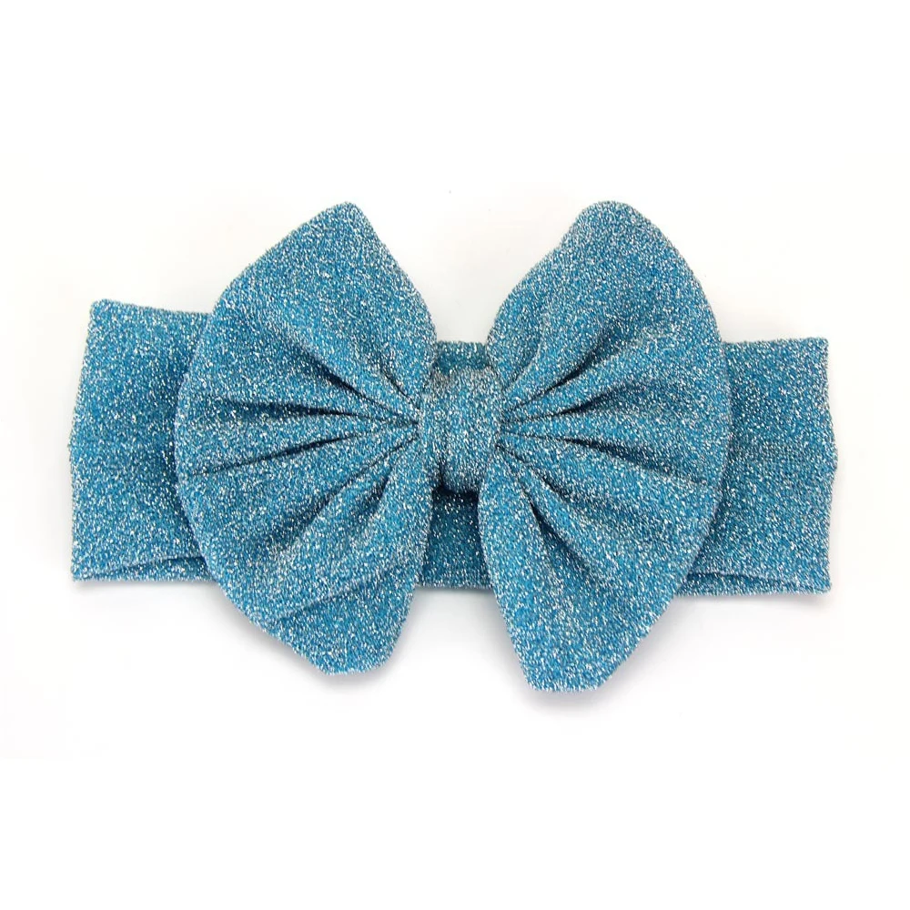 Детская блестящая повязка на голову с большим бантом и тюрбаном Мягкая