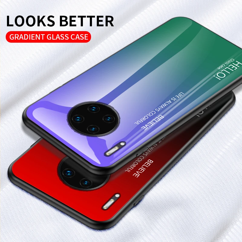 Градиентный стеклянный чехол для телефона Huawei P30 P20 P10 Mate 9 10 20 30 Pro Lite Honor Play 8X 8 Nova 3 3i