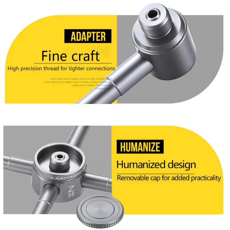 

Outdoor Camp Stove Adapter One To Three Outputs Aluminium Alloy Air Tank Connector 3/4/5 Conversion Head Furnace Converter