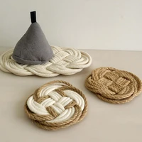 new handmade cotton flax thread woven coaster non slip teacup coffee mat anti scald heat insulation pad tableware pad