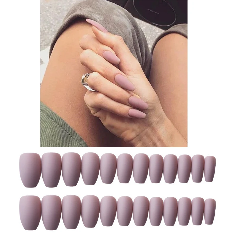 Матовые накладные ногти в стиле панк 24 шт./компл. предварительно дизайн средней