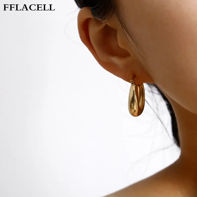 FFLACELL 2020 Korea New Spring Fashion Exaggerated Personality Geometric Metal Earrings Gold For Woman Jewelry Gift | Украшения и