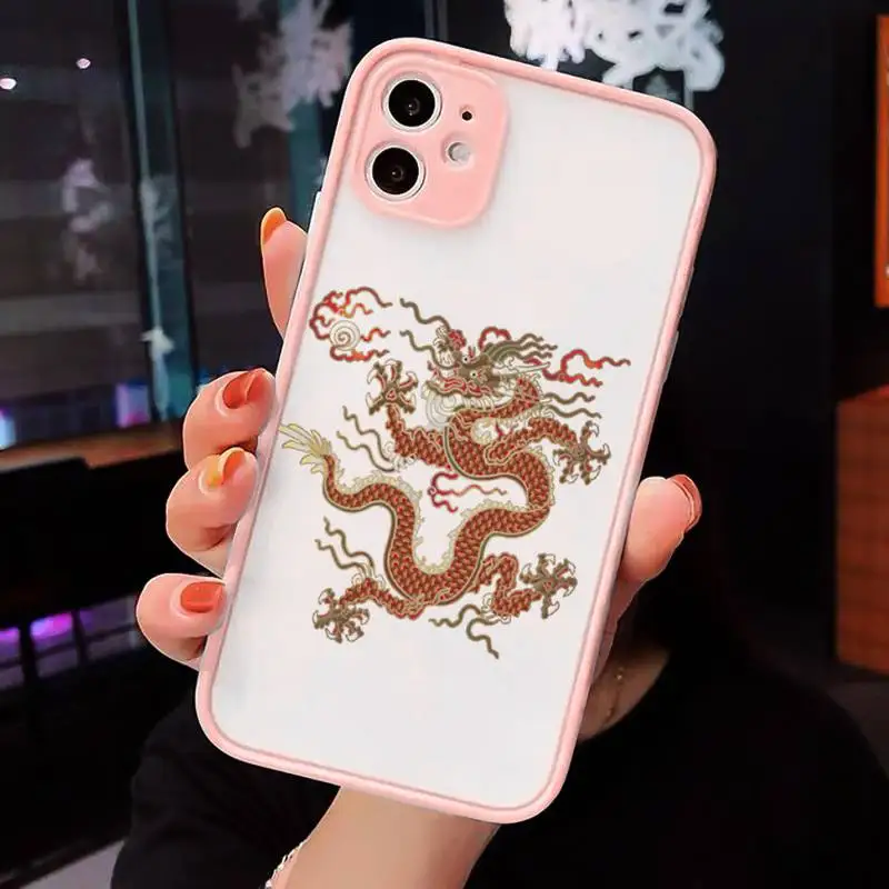 

dragon animal original art cartoon Phone Cases Matte Transparent for iPhone 7 8 11 12 s mini pro X XS XR MAX Plus cover funda