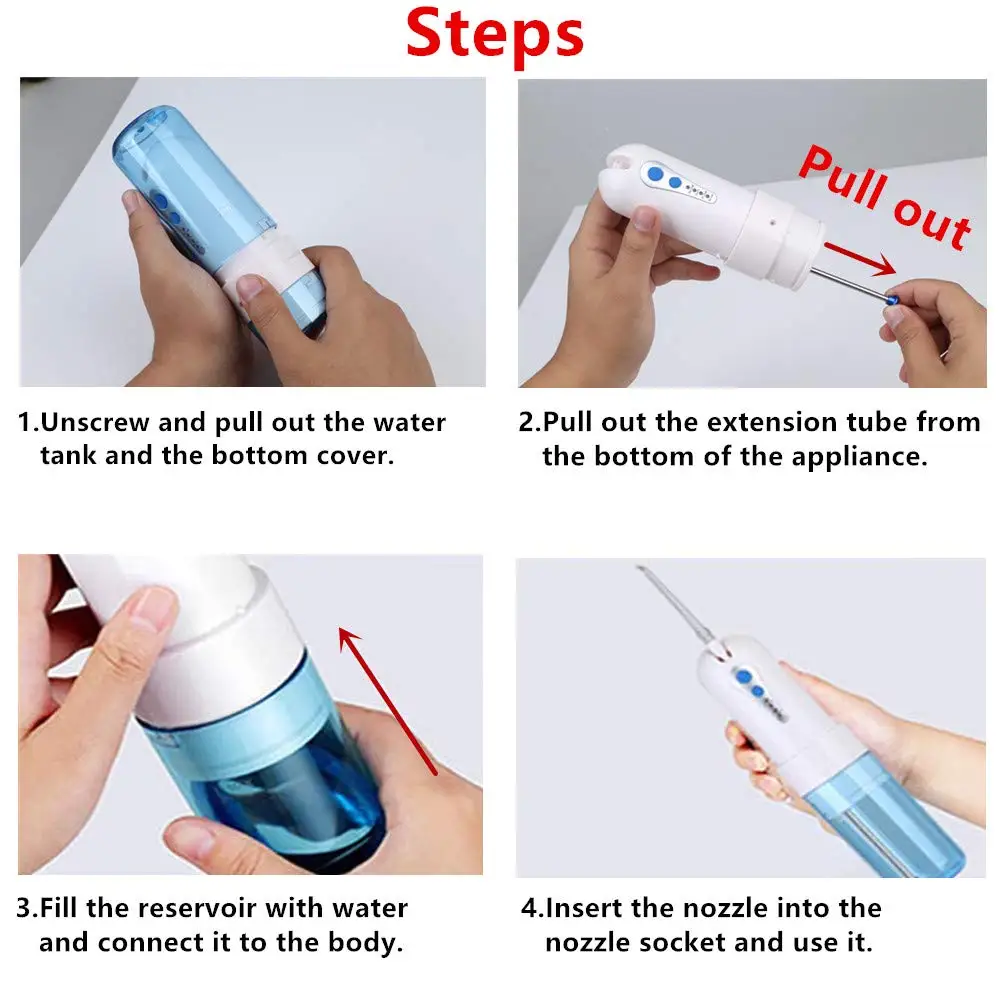 

Destone oral Irrigator USB Rechargeable Water Flosser Portable Dental Water Jet 4 Modes irrigation 5 jet tips Teeth Cleaner