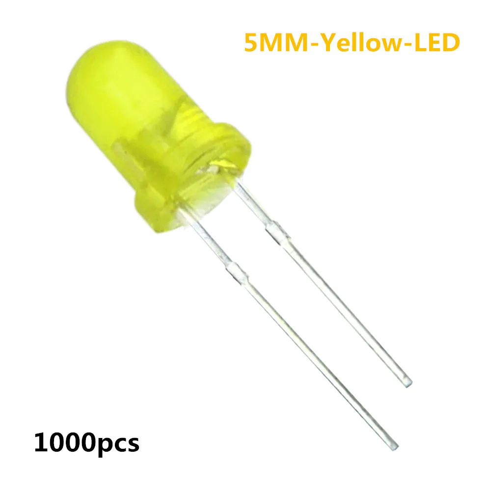 1000pcs Round 5mm LED Diode 5 mm Assorted Kit White Green Red Blue Yellow DIY Light Emitting F5 | Электронные компоненты и