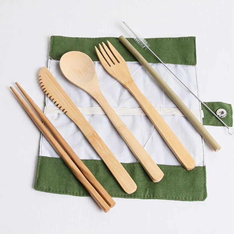 Модный набор столовых приборов 7 шт./компл. ножи бамбуковые вилки палочки для еды