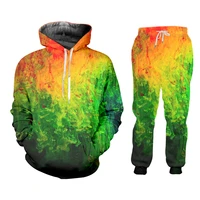 ifpd plus size women 3d colorful smoke print mens set hot sale zipper hoodies sweatshirts casual hi phop streetwear sport pants