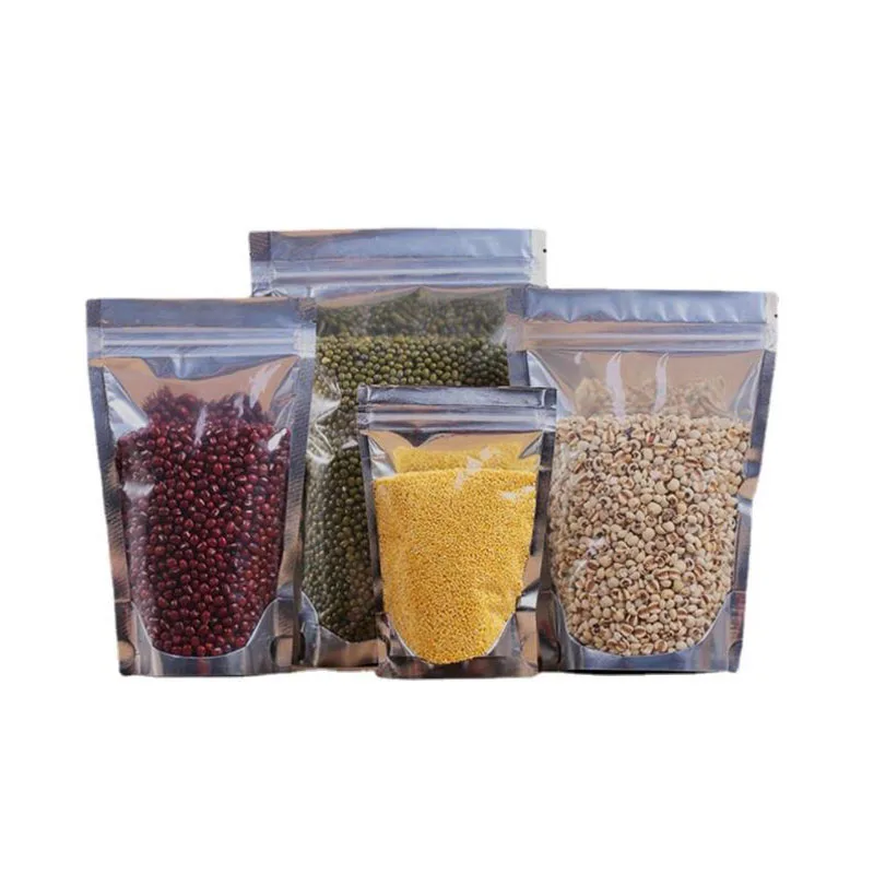 

200pcs Stand Up Zip lock Bath Salt Cosmetic Bag One Side Clear Holographic Laser Mini Aluminum Foil Zip Lock Bags Thick