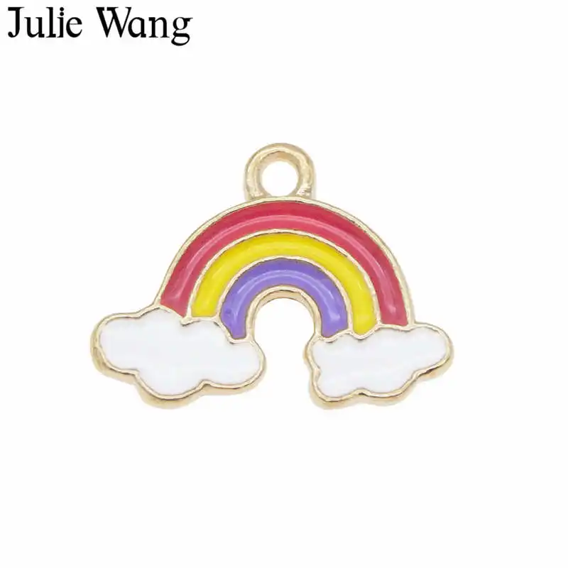 Julie Wang 10 шт. эмаль Радужный Шарм облако сплав золотой тон ожерелье браслет серьги