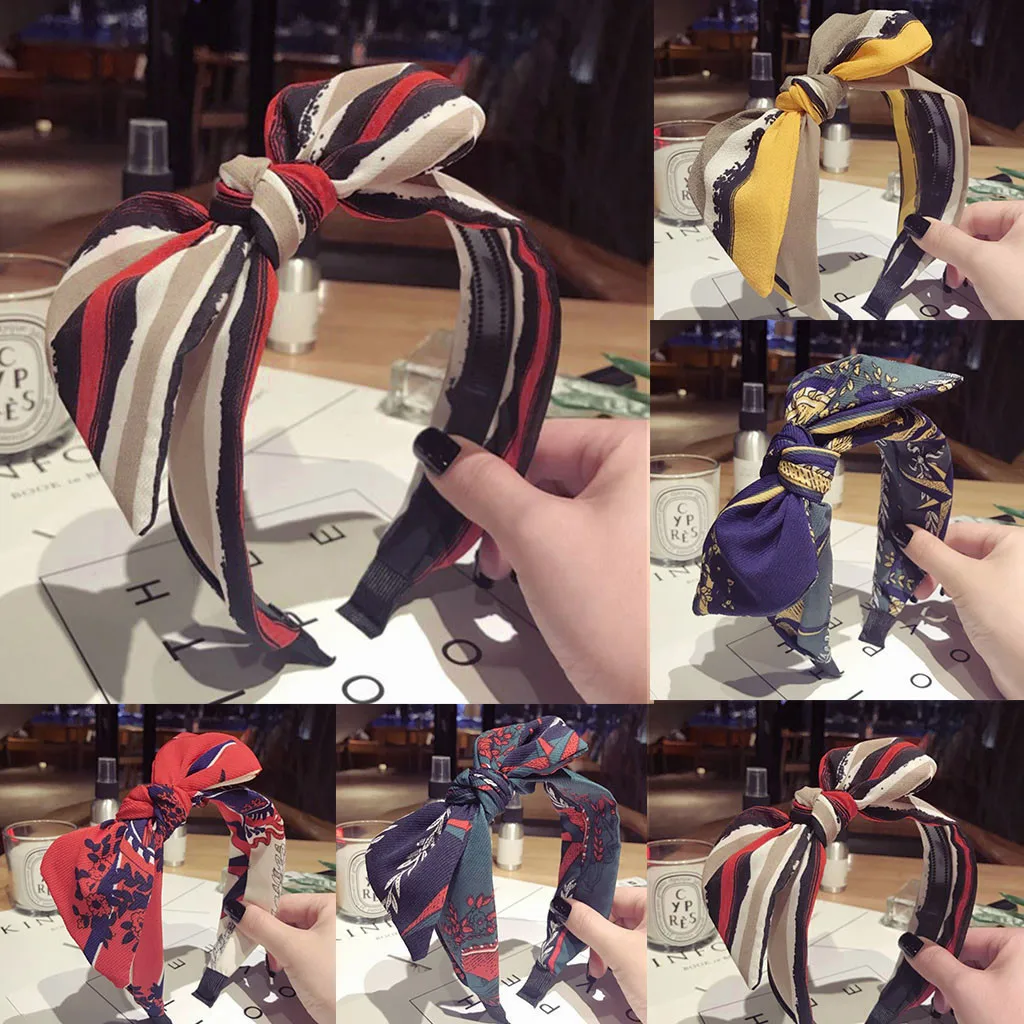 Женская повязка на голову с бантом бархатная перехлёстом в богемном стиле 2019| |