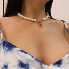 Винтажное ожерелье с подвеской в виде красного хрустального сердца для женщин 2021 золотистого цвета многослойная цепочка-чокер Свадебные украшения подарки