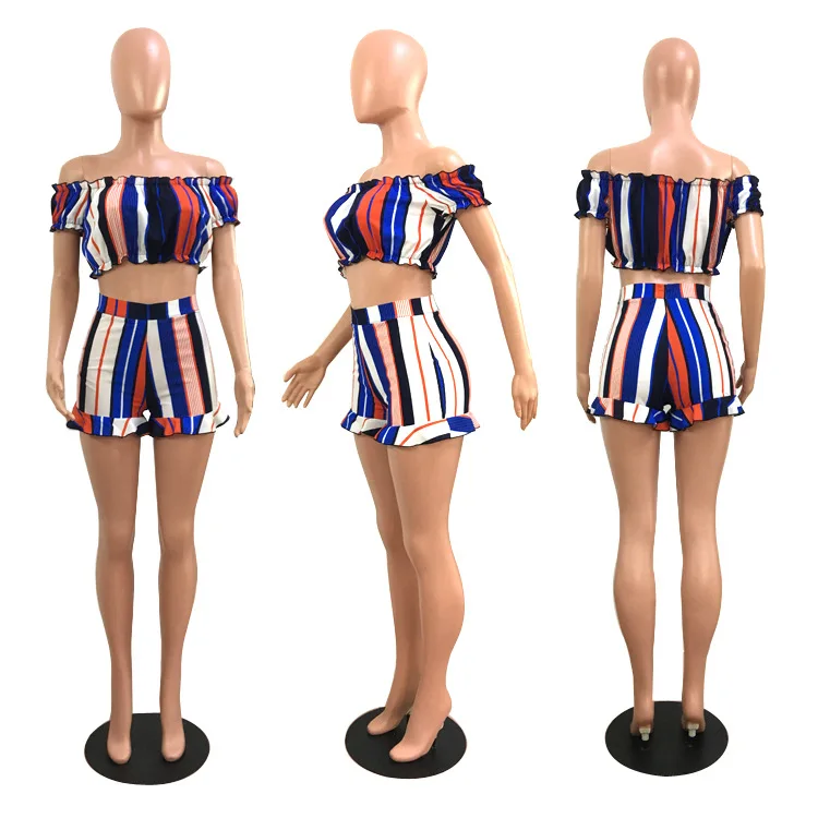 Комплект из двух предметов летний женский костюм в радужную полоску сексуальный