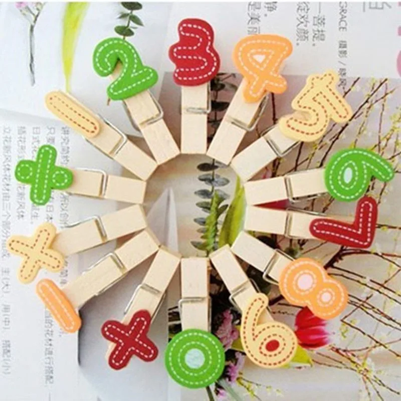 20 шт. милые деревянные зажимы с арабскими цифрами заколки для фотобумаги сделай