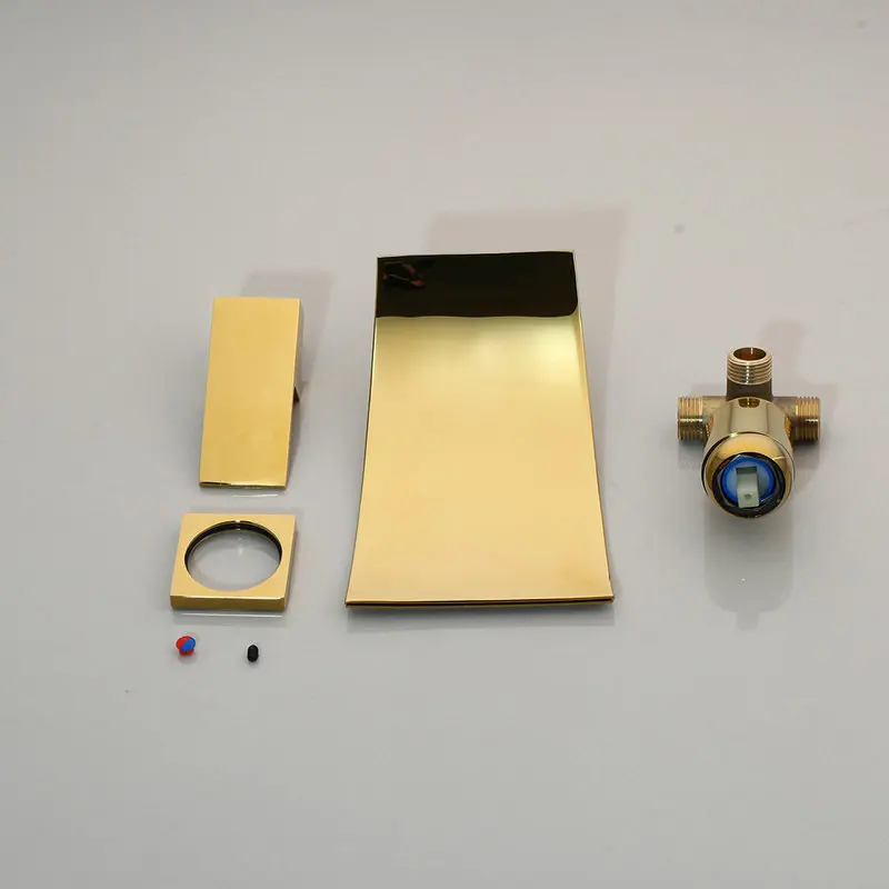 Настенный смеситель водопад для ванной комнаты с золотым покрытием|Смесители