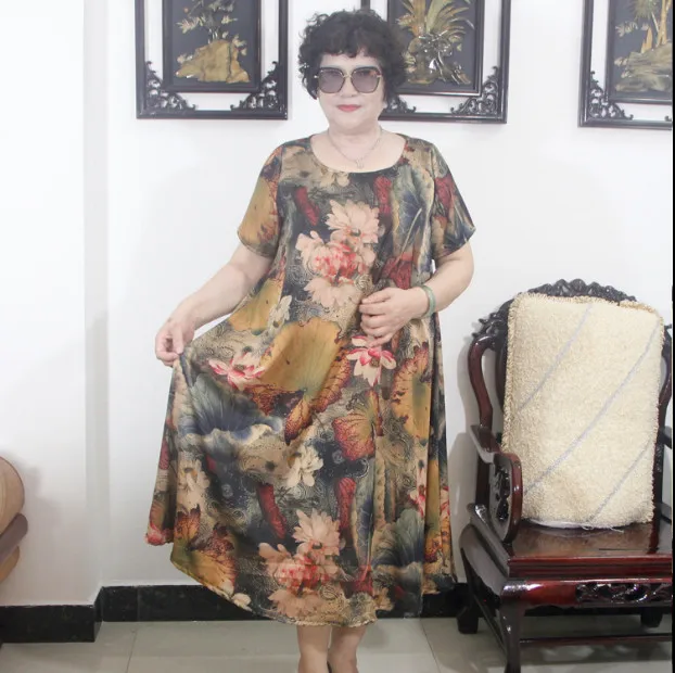 Женское платье с цветочным принтом Свободное длинное летнее трапециевидной