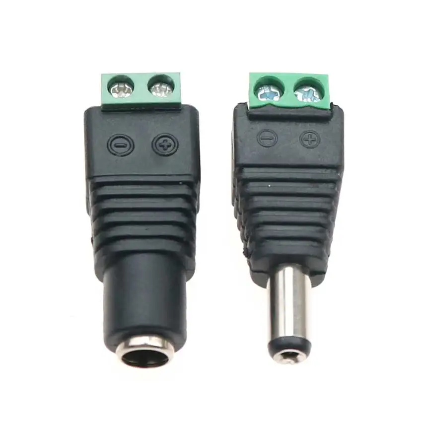

YuXi 2pcs DC Power Jack Male Female Plug Adapter 5.5*2.1mm DC Connector For CCTV Cameras For Single Color LED Strip