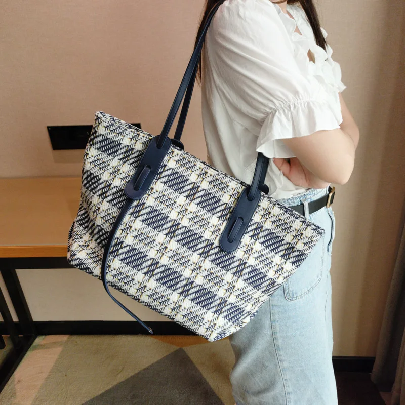 

Famous Designer Women Bags 2021 New Fashion All-match Checkered Handbag High Quality Ladies Shoulder Tote Bag Bags for Women Sac