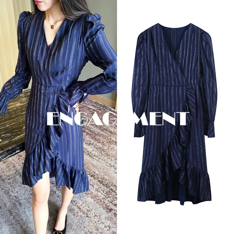 

Обручальное летнее Плиссированное асимметричное платье с оборками и металлической полосой, 2021