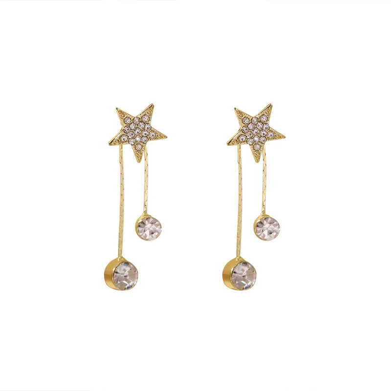 

120pcs/lot New Arrival Lady Five-Star Point Earrings Luxury Women Crystal Star Earrings Jewelry Wholesale Bijoux