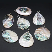 hot sale natural shell charms crack abalone seashell pendant for diy necklace making jewelry findings gift for women men